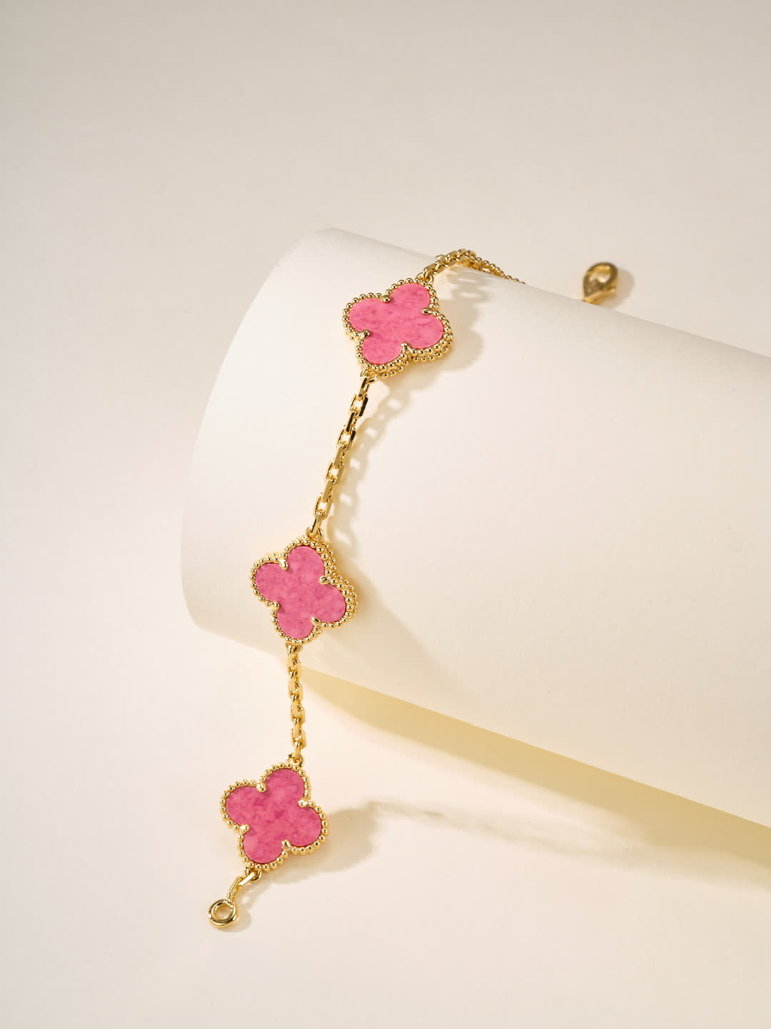 Van Cleef & Arpels Alhambra Pink Enamel Bracelet